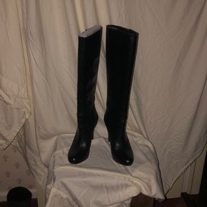 INC knee high black leather boots